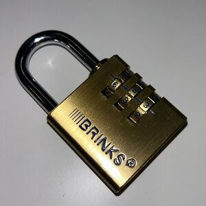 Brinks Solid Brass 3 digit Resettable Padlock